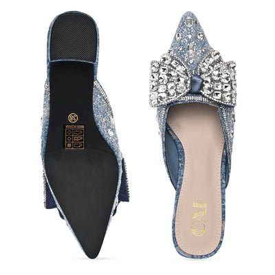 Sparkly Blue Mule Heels