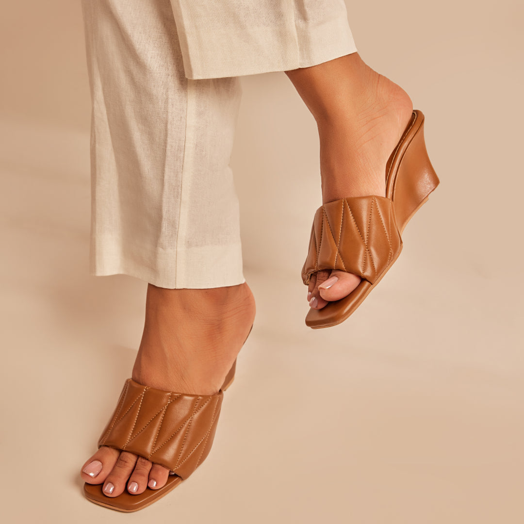 Tan Quilted Wedges