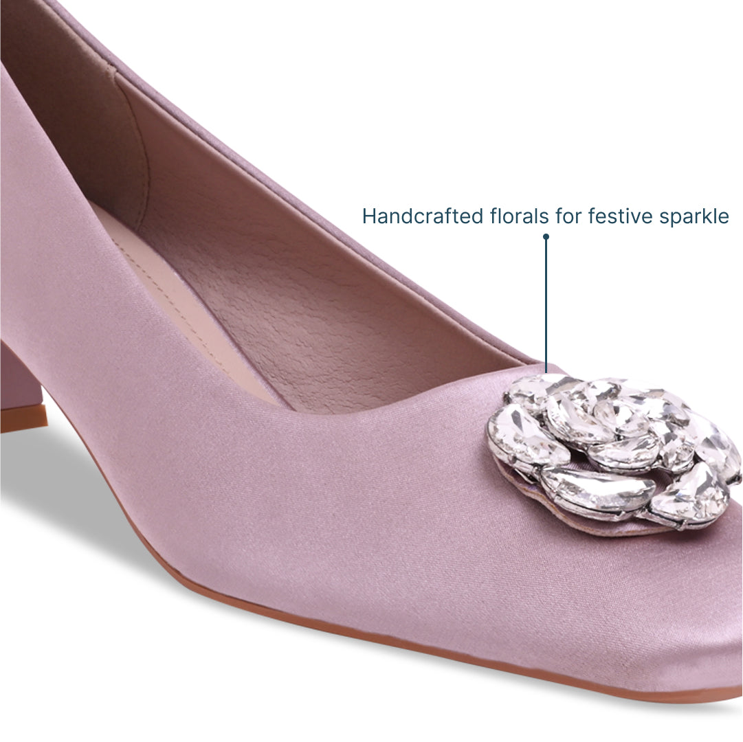 Floral Embellished Rose Pink Ballet