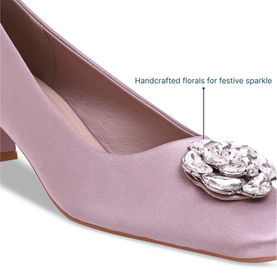 Floral Embellished Rose Pink Ballet