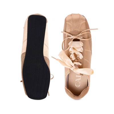 Gold Silk Lace Ballerinas