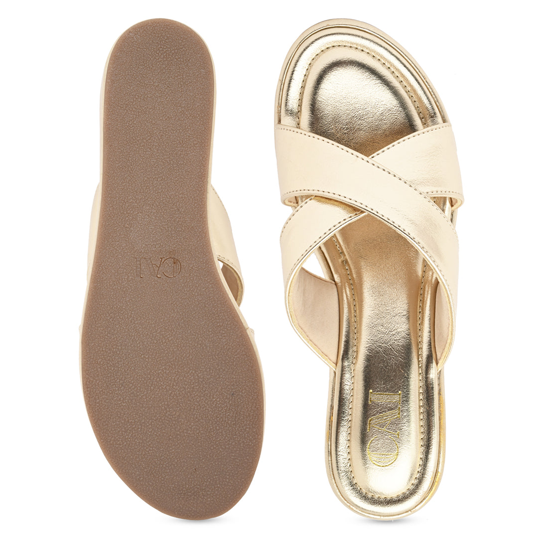 Gold Cross Strap Platform