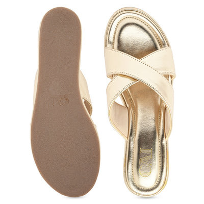 Gold Cross Strap Platform