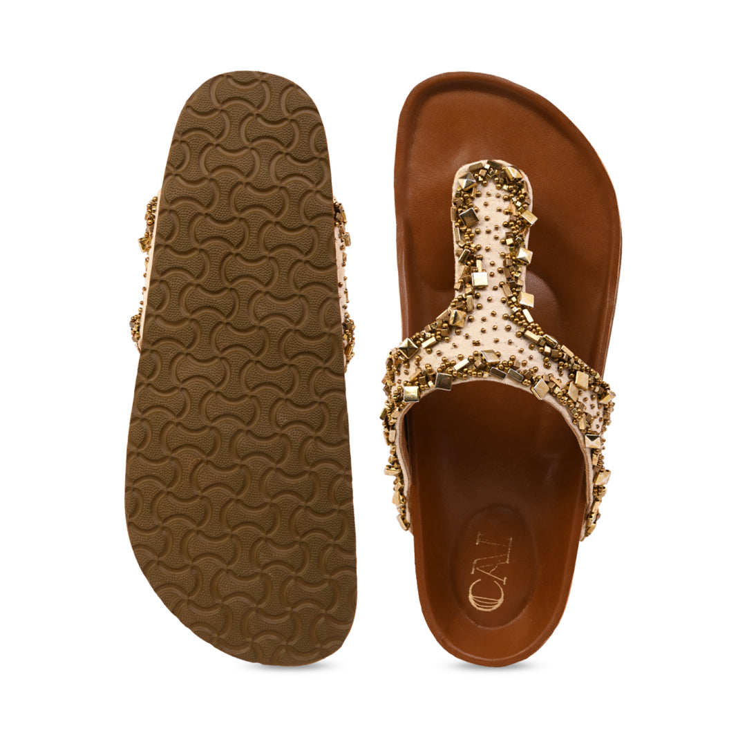 Golden Mirage Tan Slides