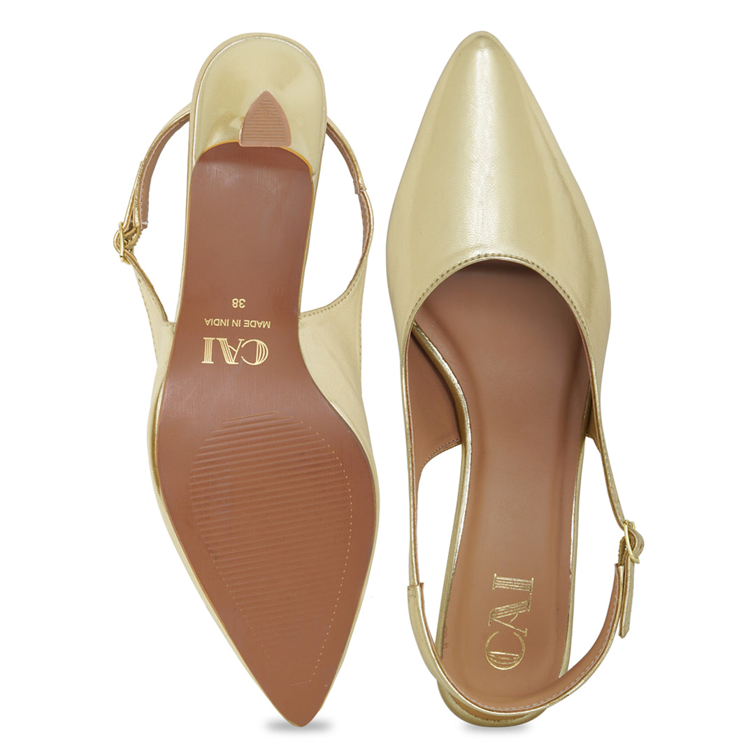 Gold Slingback Pumps