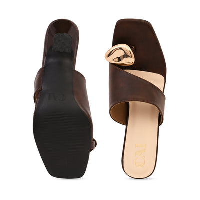 Gold Toe Stud Burgundy Heel