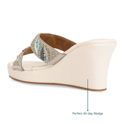 White Zari Wedges