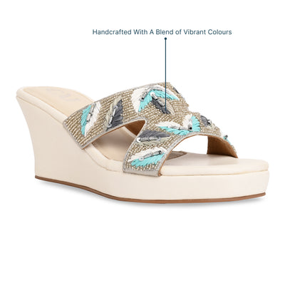 White Zari Wedges