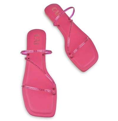 Pink Diamond Strap Flats