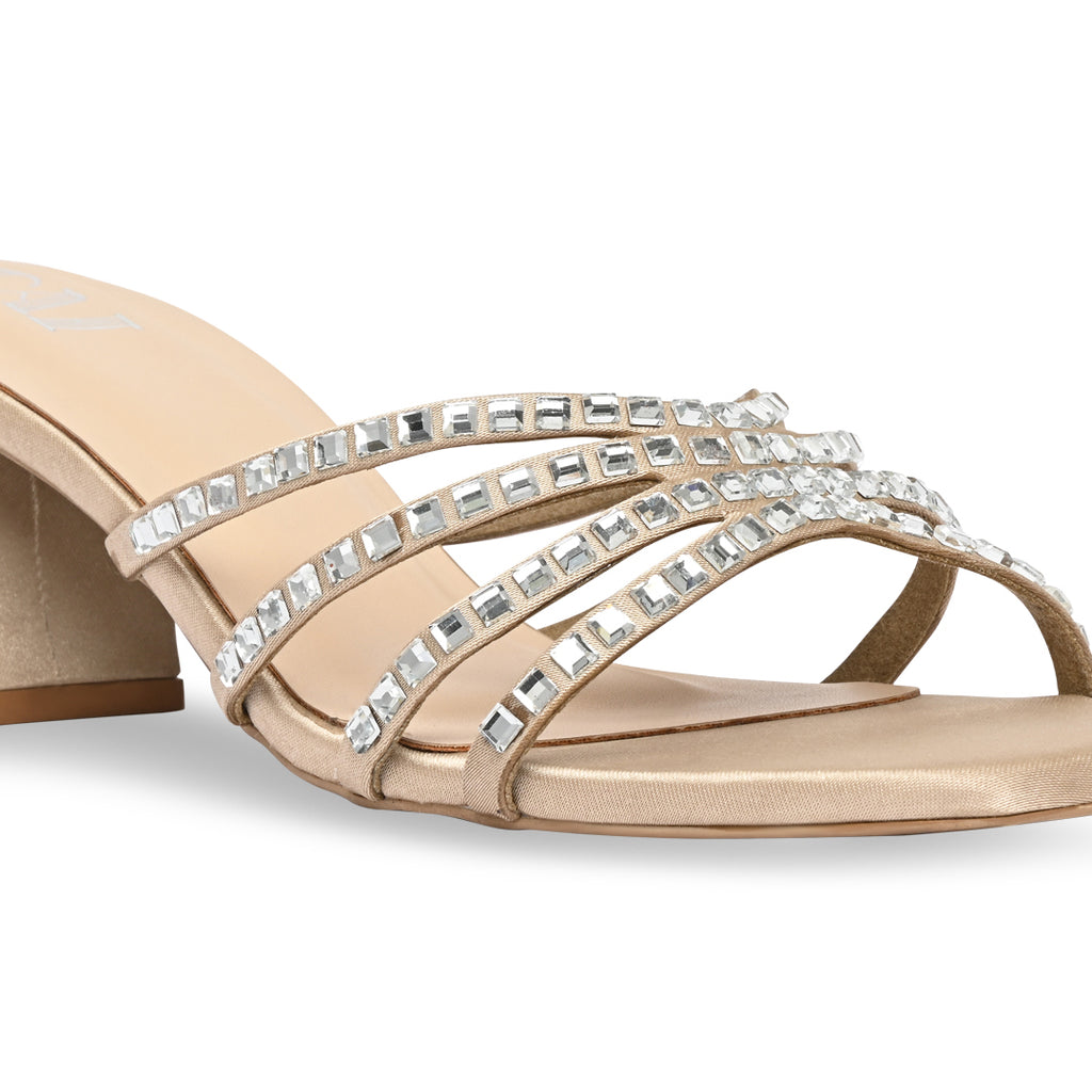 Diamond Strapped Satin Heels