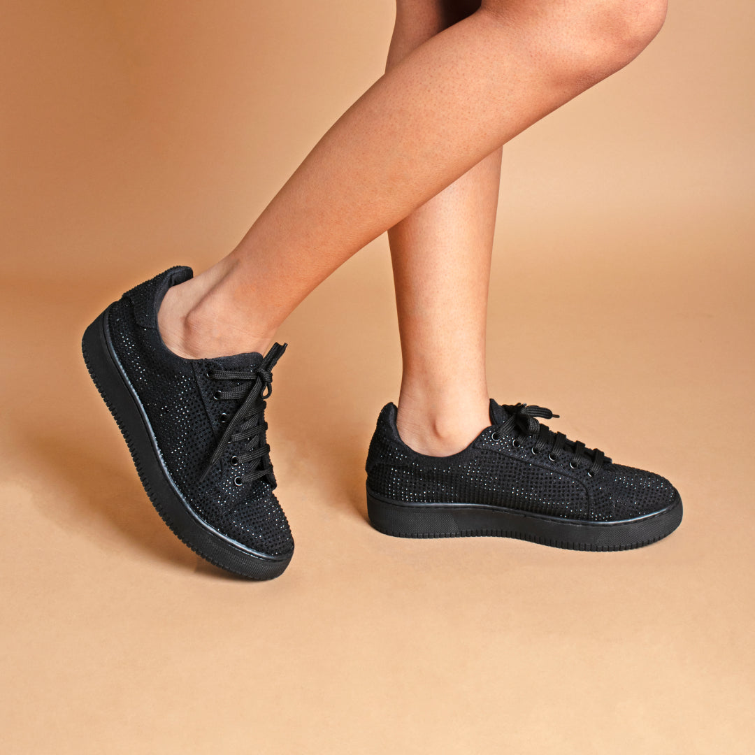 Rhinestone Lowtop Sneakers- Black