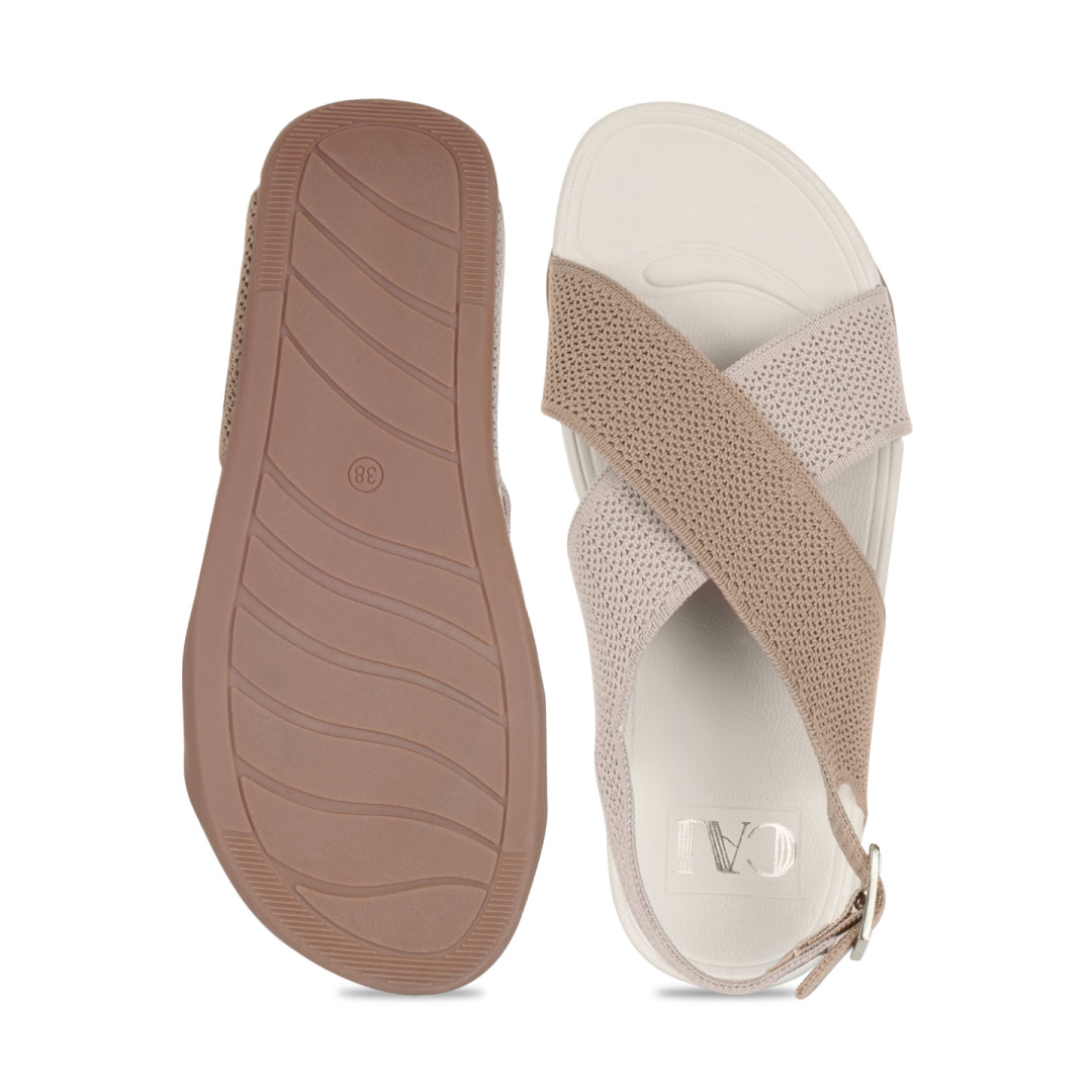 Knitted CrossStrap Cream Platform