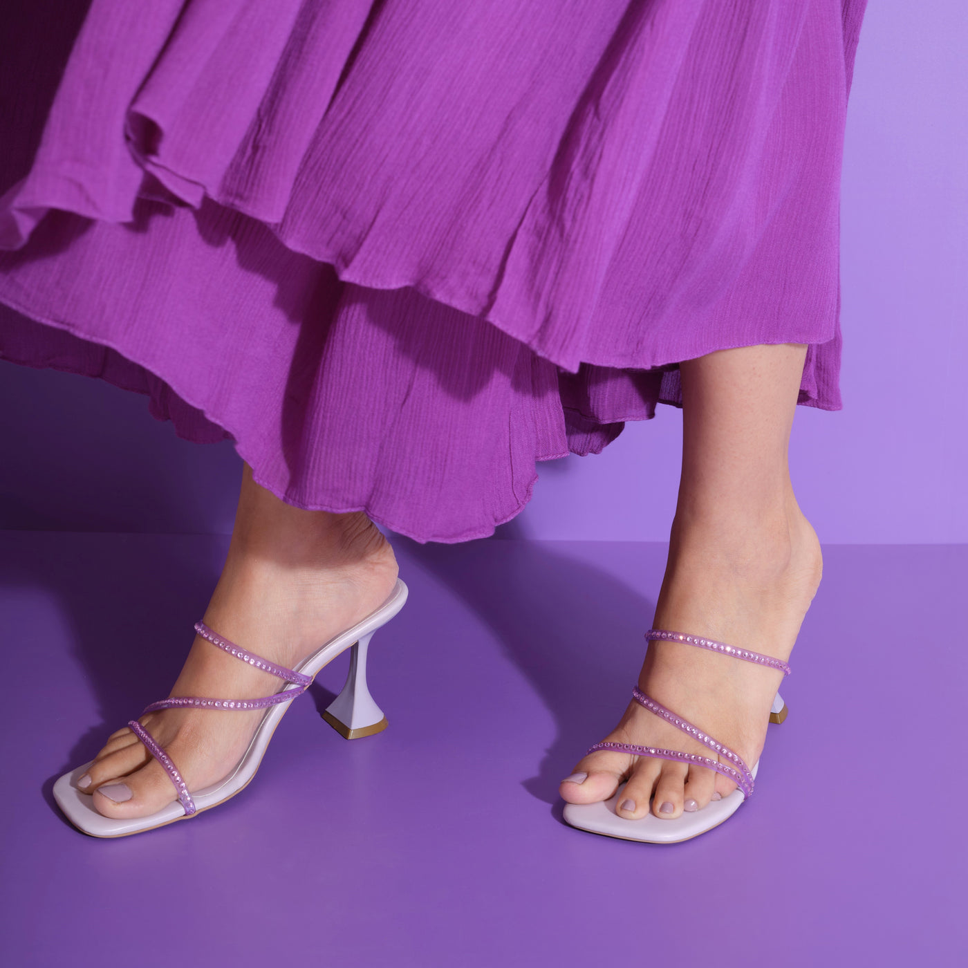 Lilac Diamond Strap Heels