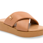 Beige Cushy Cross Strap Platform
