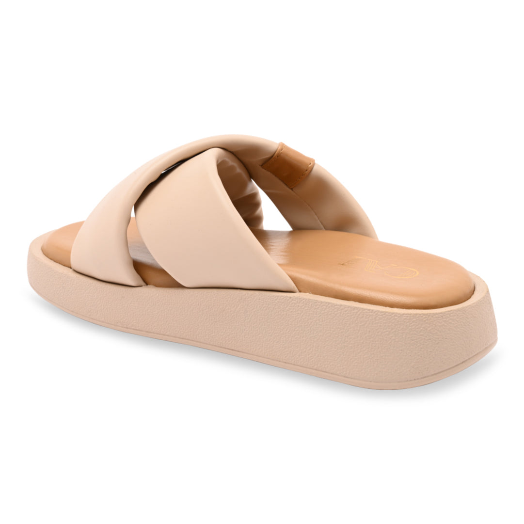 Cream Cushy Cross Strap Platform