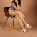 Cream Cushy Cross Strap Platform