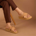 Beige Cushy Cross Strap Platform