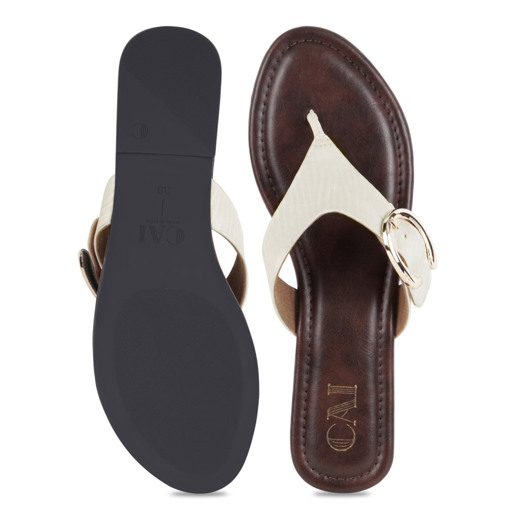 Luna Cream Burgundy Flats
