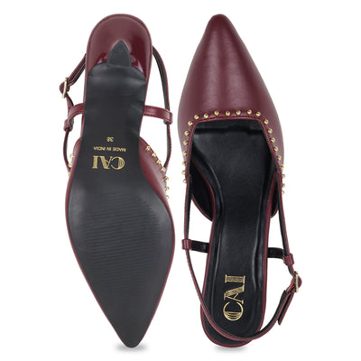 Maroon Rivet Pumps