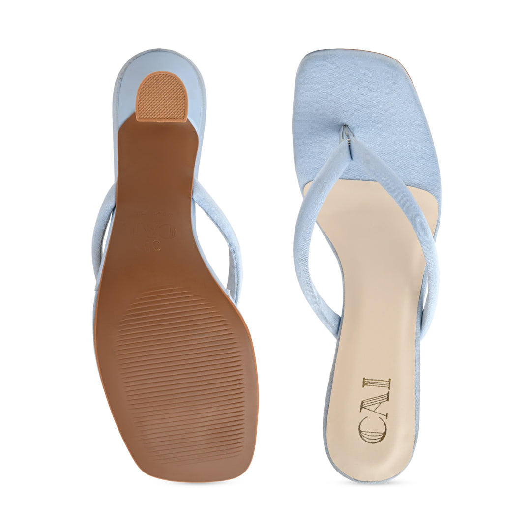 Ocean Satin Thong Heels