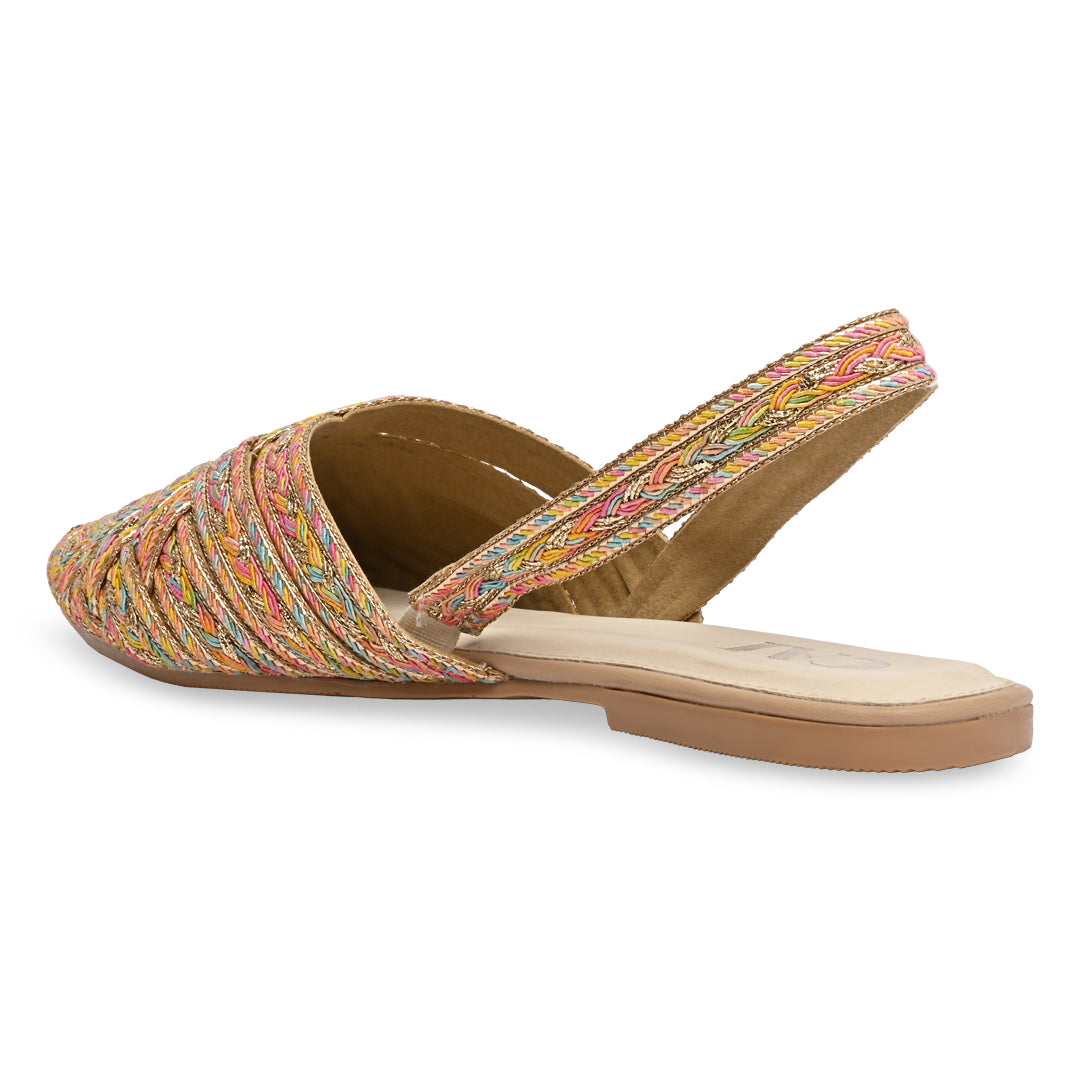 Multi Coloured Jute Mules