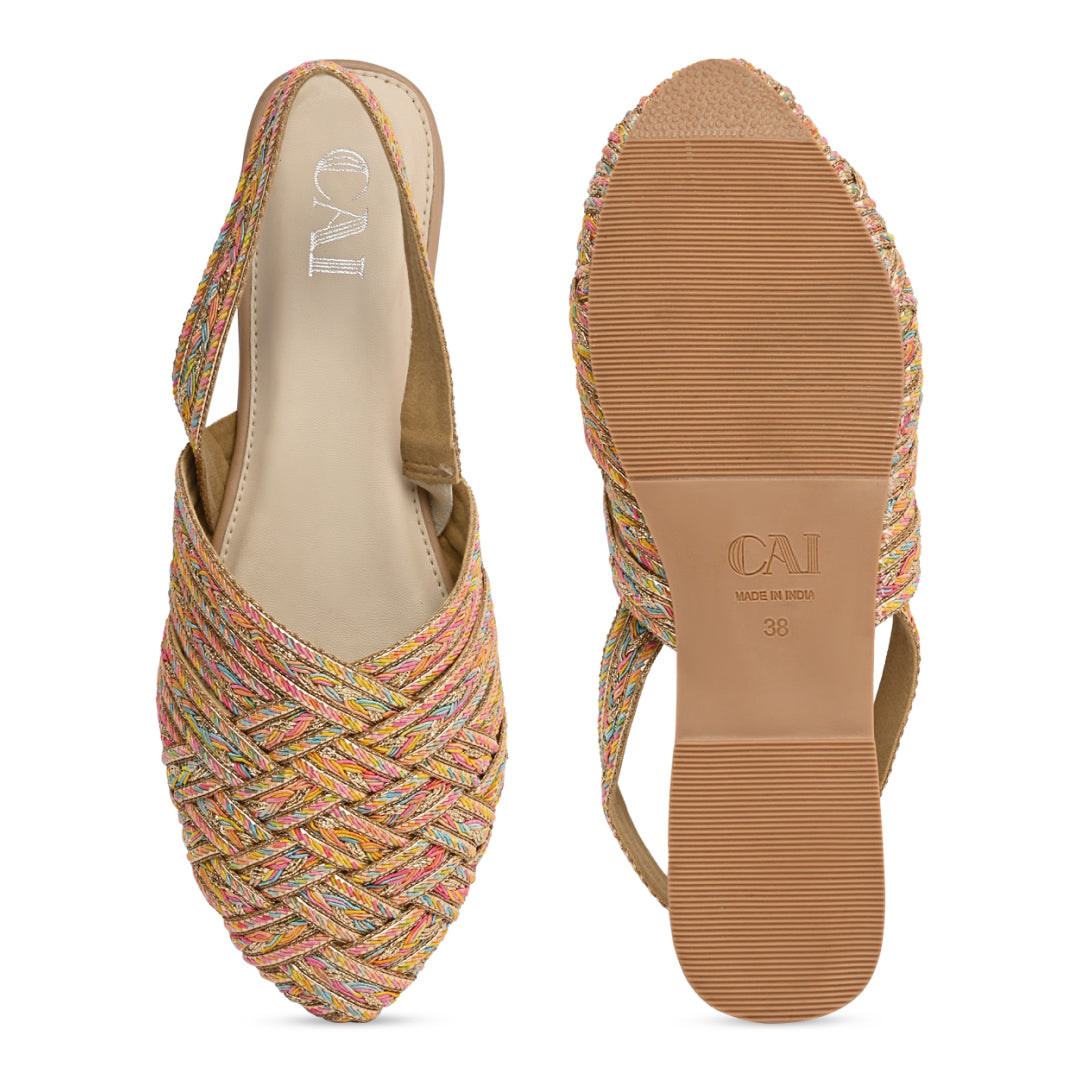 Multi Coloured Jute Mules