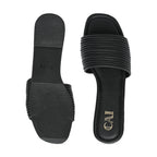 Multi Strapped Black Flats