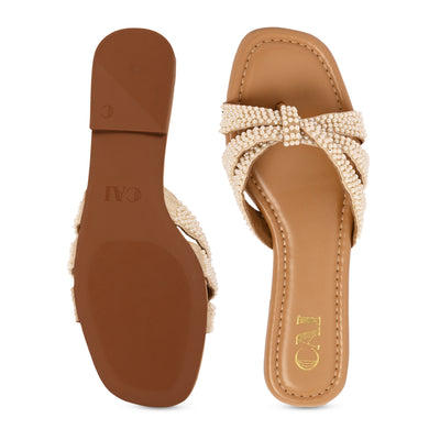 Multi Cross Strap Pearl Flats