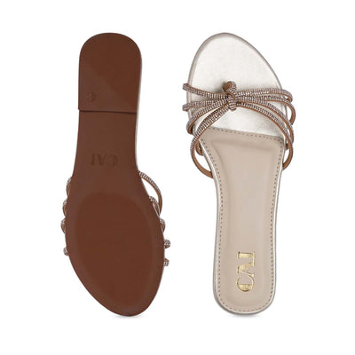 Multi Line Gold Shimmer Flat