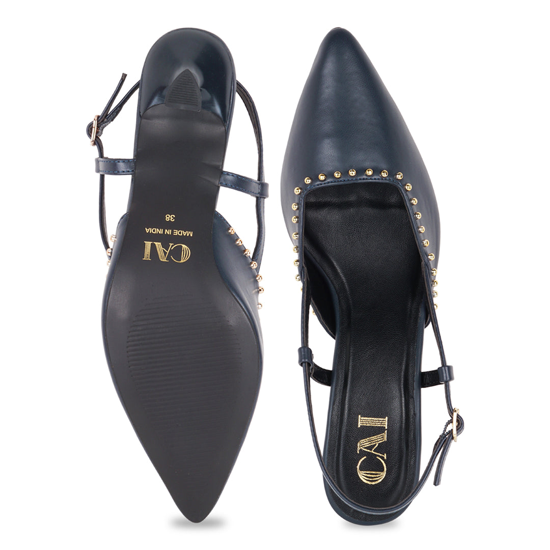 Navy Blue Rivet Pumps