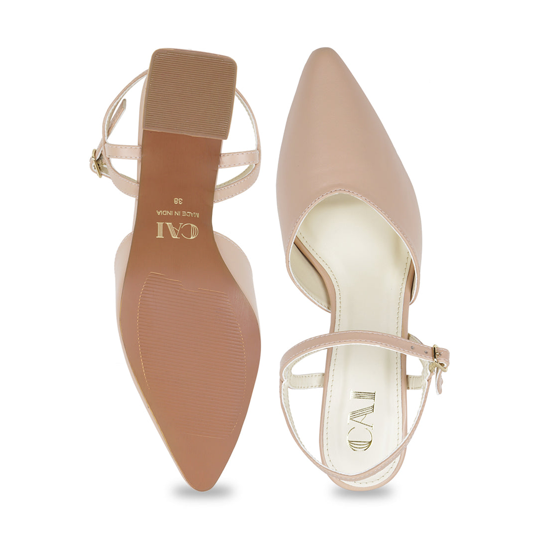 Peach Ankle Strap Pumps
