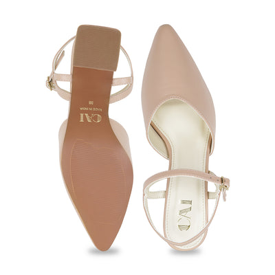 Peach Ankle Strap Pumps