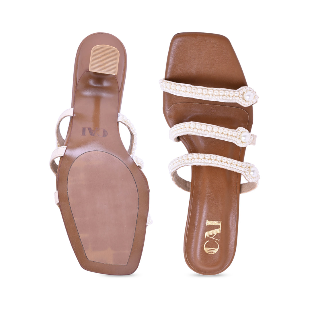 Pearly Eyelit Strapped Heels