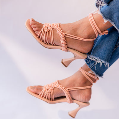 Pink knotted Tie-Up heels