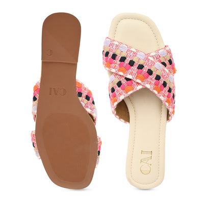 Pink Printed Flats