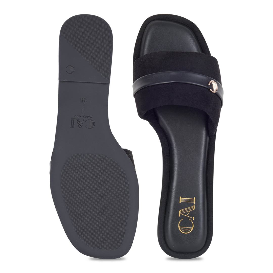 Plush Black Flats