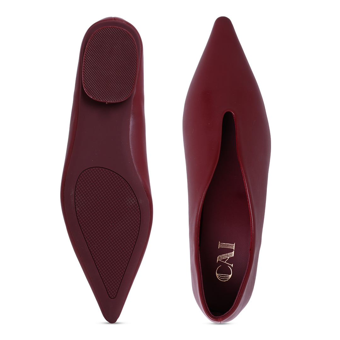 Pointed Toe Wavy Burgundy Ballet