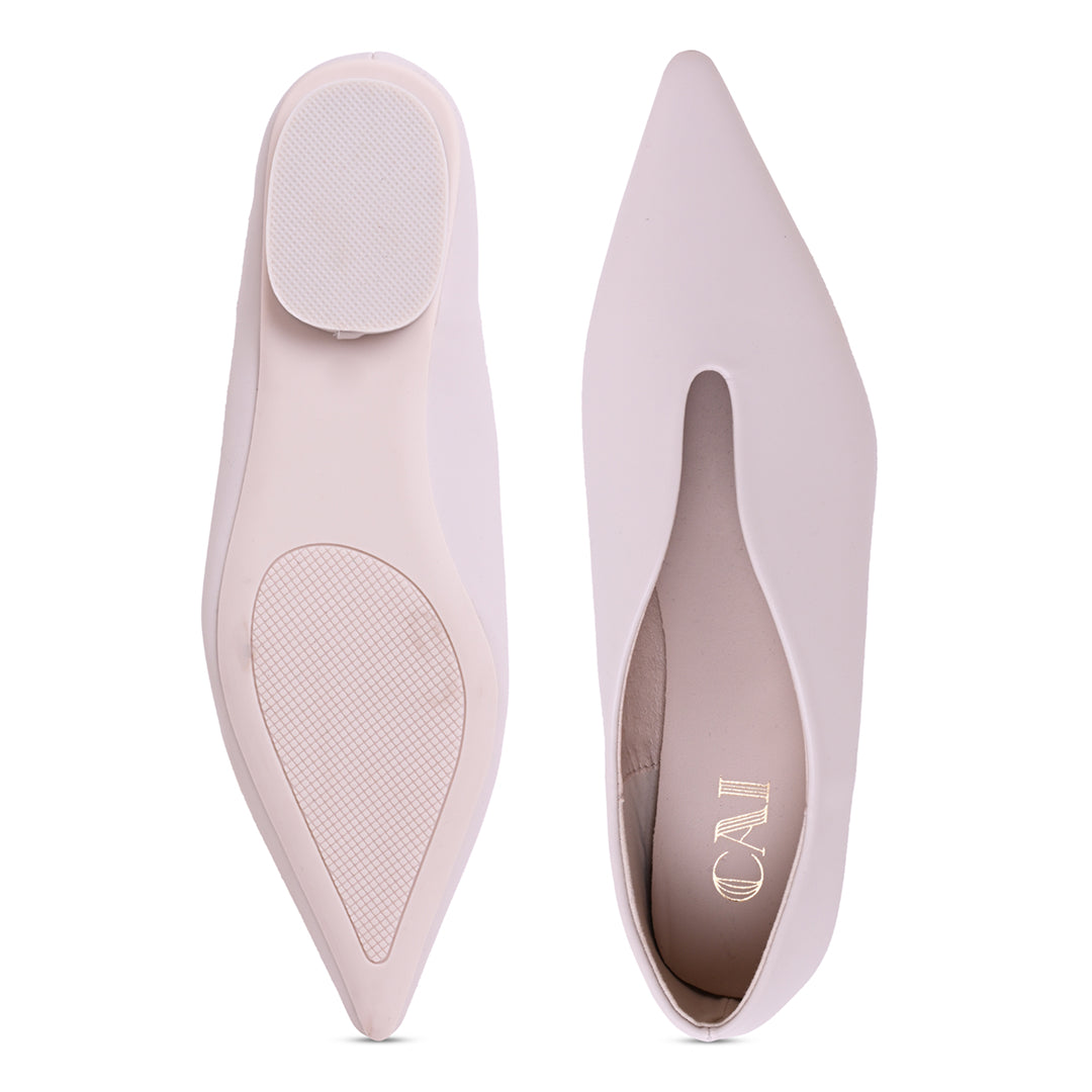 Pointed Toe Wavy Cream Ballet