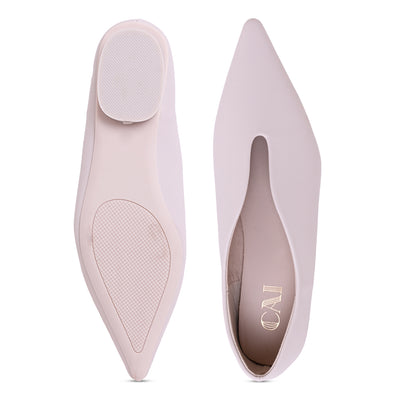 Pointed Toe Wavy Cream Ballet