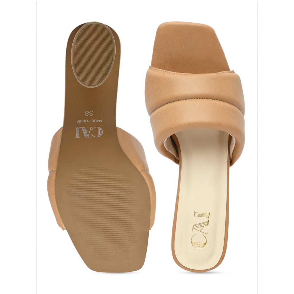Puffed Tan Heels