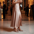Radiant Rosegold Mule Pumps