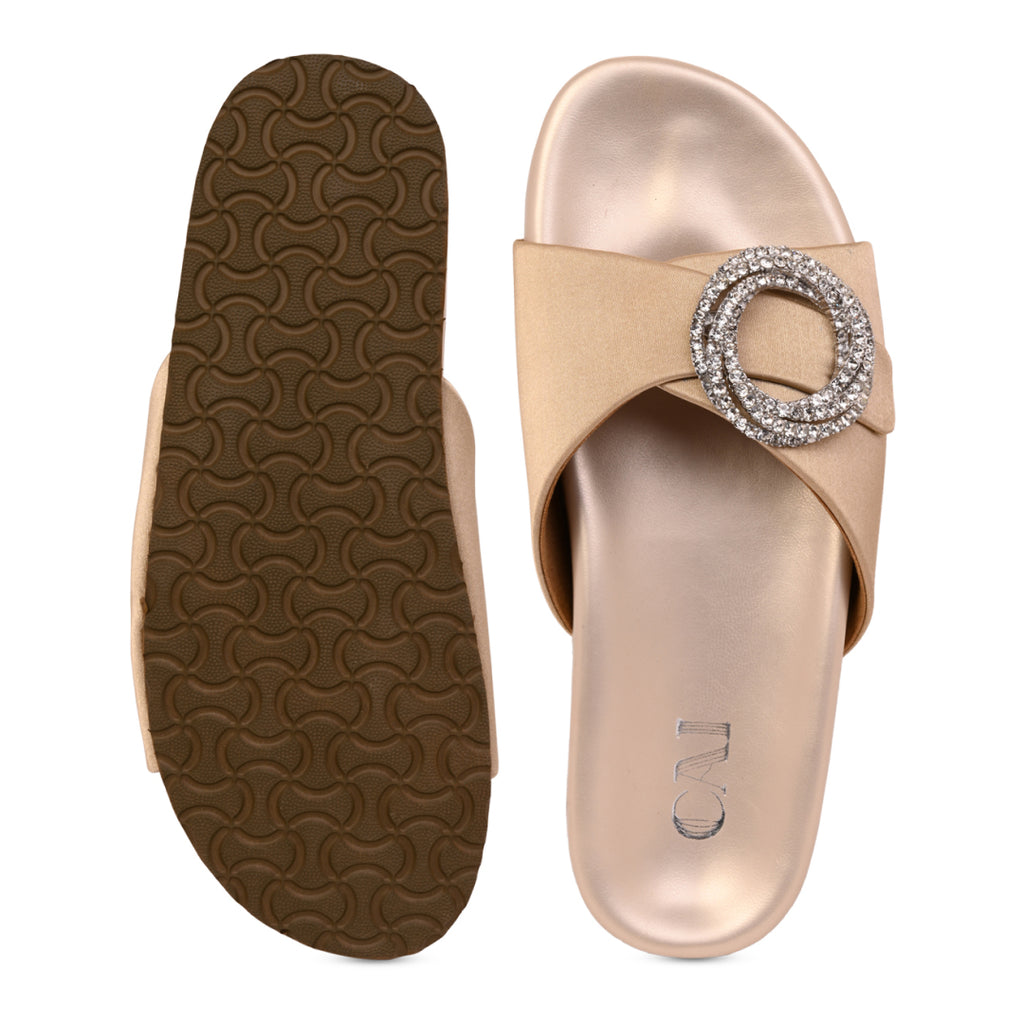 Satin Gold Embellished Ring Slider