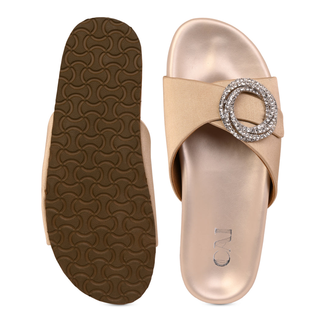 Satin Gold Embellished Ring Slider