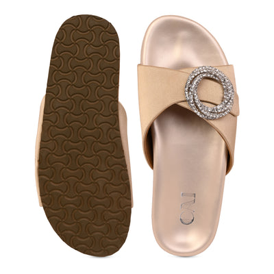 Satin Gold Embellished Ring Slider