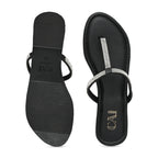 Shimmer Tstrap Black Flats