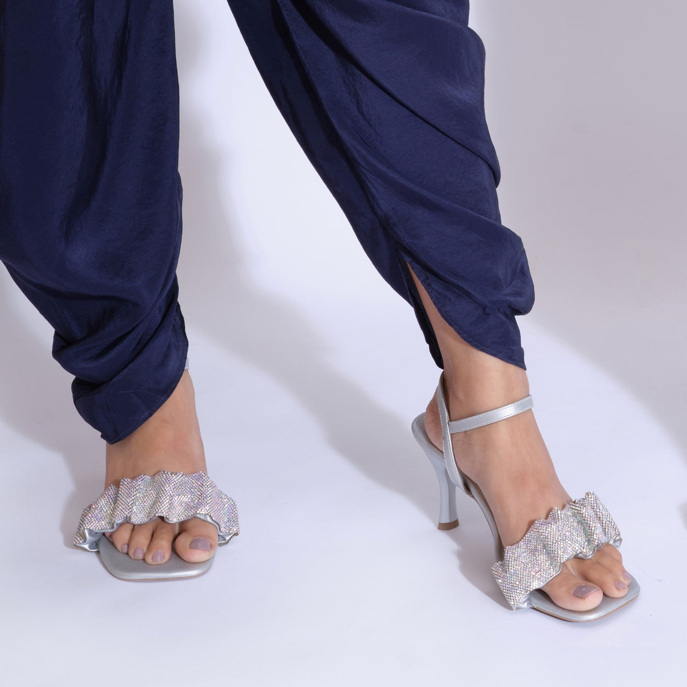 Silver Scrunchy Heels