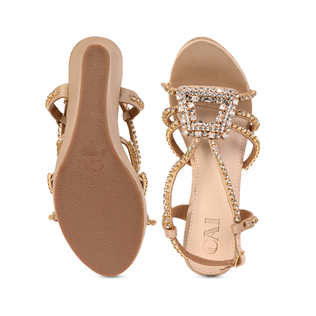 Sparkle Brooch Strapped Wedge