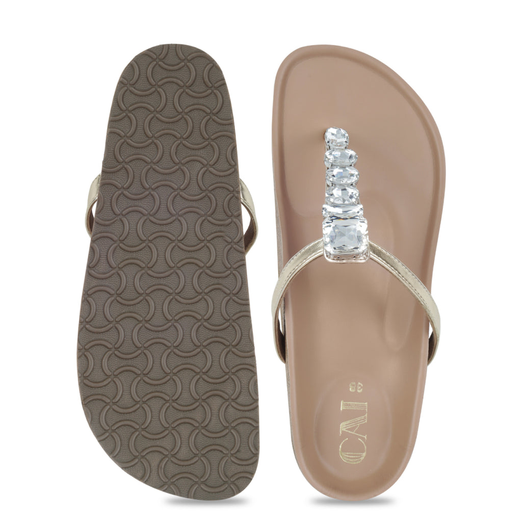 Sparkly Gold Beige Sliders