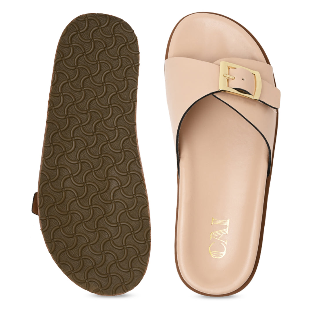 Strap Buckled Slider - Peach