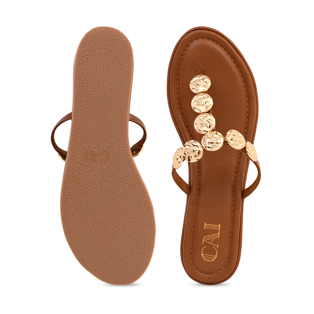 Sun Glow Coin Tan Wedge